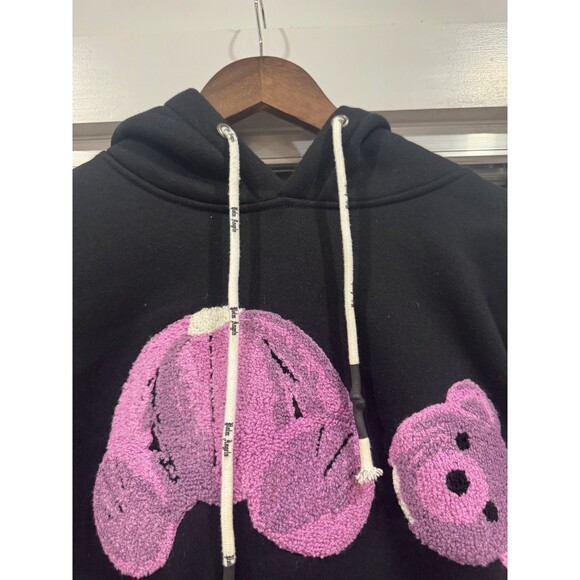 Palm Angels Mens M Black Fleece Drawstring Sweatshirt Kill The Bear Hoodie - Picture 3 of 9